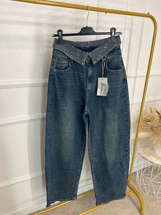Pantalón vaquero pico brillo  (FX920)