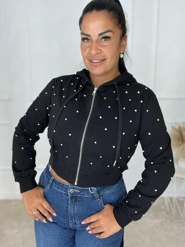 Sudadera brillo cremallera