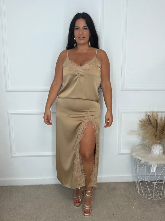 Vestido lencero raso