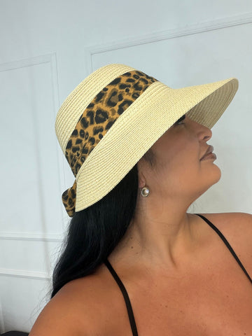 Sombrero rafia leopardo