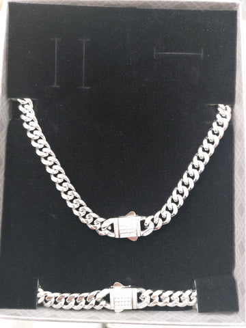Conjunto cubana acero plata 8mm